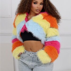Edge Multicolor Striped Teddy Jacket